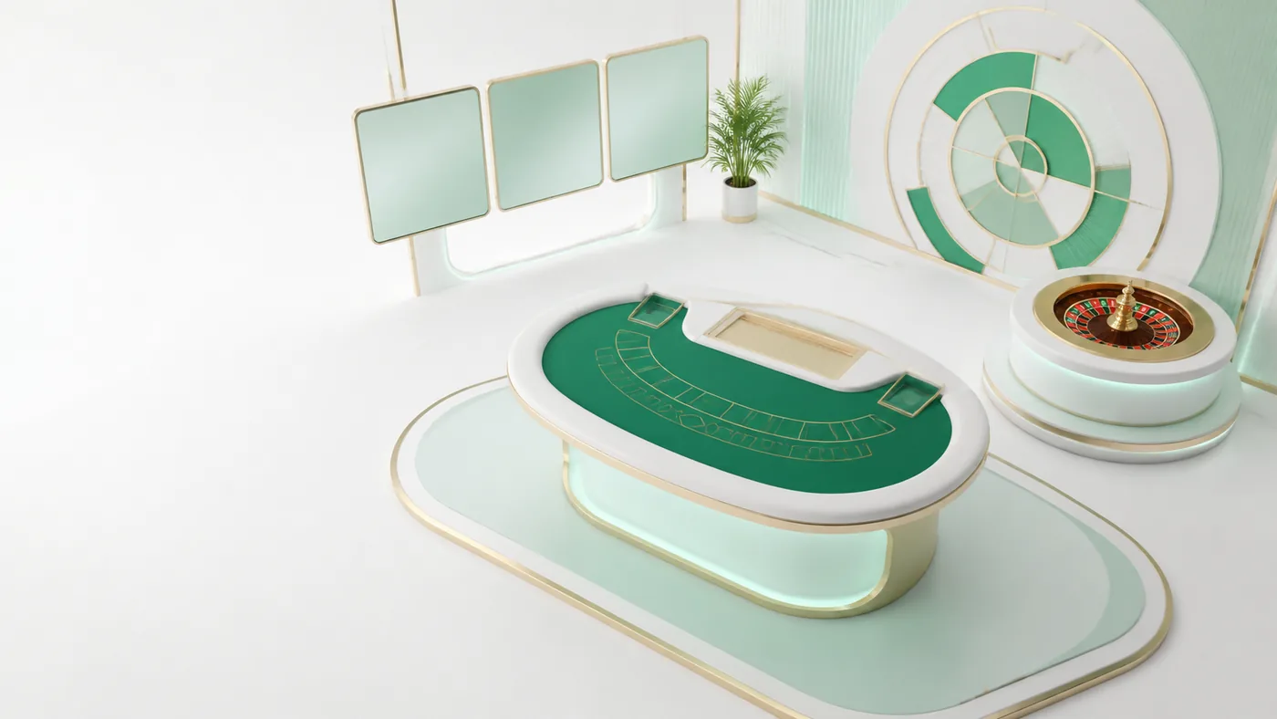 Ilustração de mesa e roleta para explicar o cassino ao vivo da 777bet