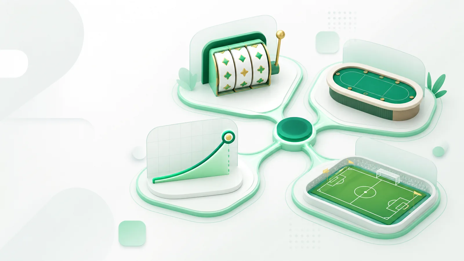 Ilustração do ecossistema de jogos, cassino ao vivo e esportes da 777bet